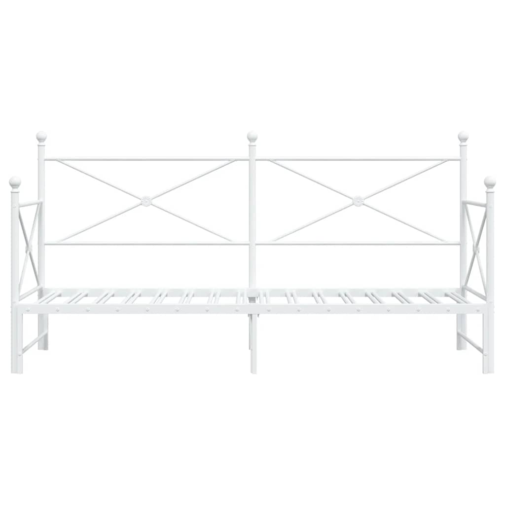vidaXL Pat de zi cu șuviț fără saltea Alb 90x200 cm Oțel