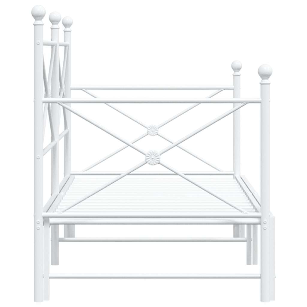 vidaXL Pat de zi cu șuviț fără saltea Alb 90x200 cm Oțel