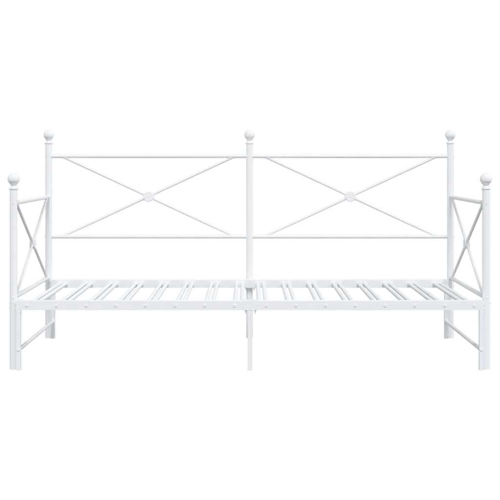 vidaXL Pat de zi cu căuț fără saltea alb 100x190 cm oțel vidaXL Pat de zi cu căuț fără saltea alb 100x190 cm oțel