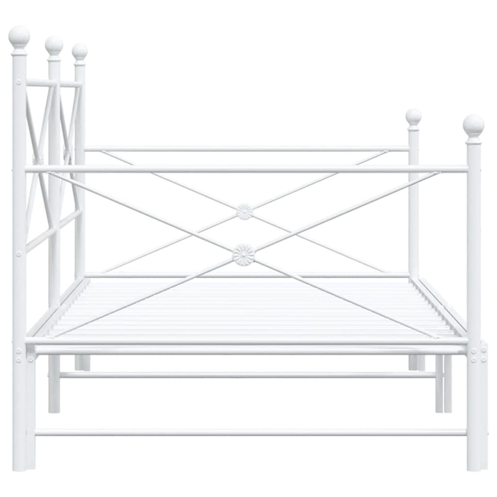 vidaXL Pat de zi cu căuț fără saltea alb 100x190 cm oțel vidaXL Pat de zi cu căuț fără saltea alb 100x190 cm oțel