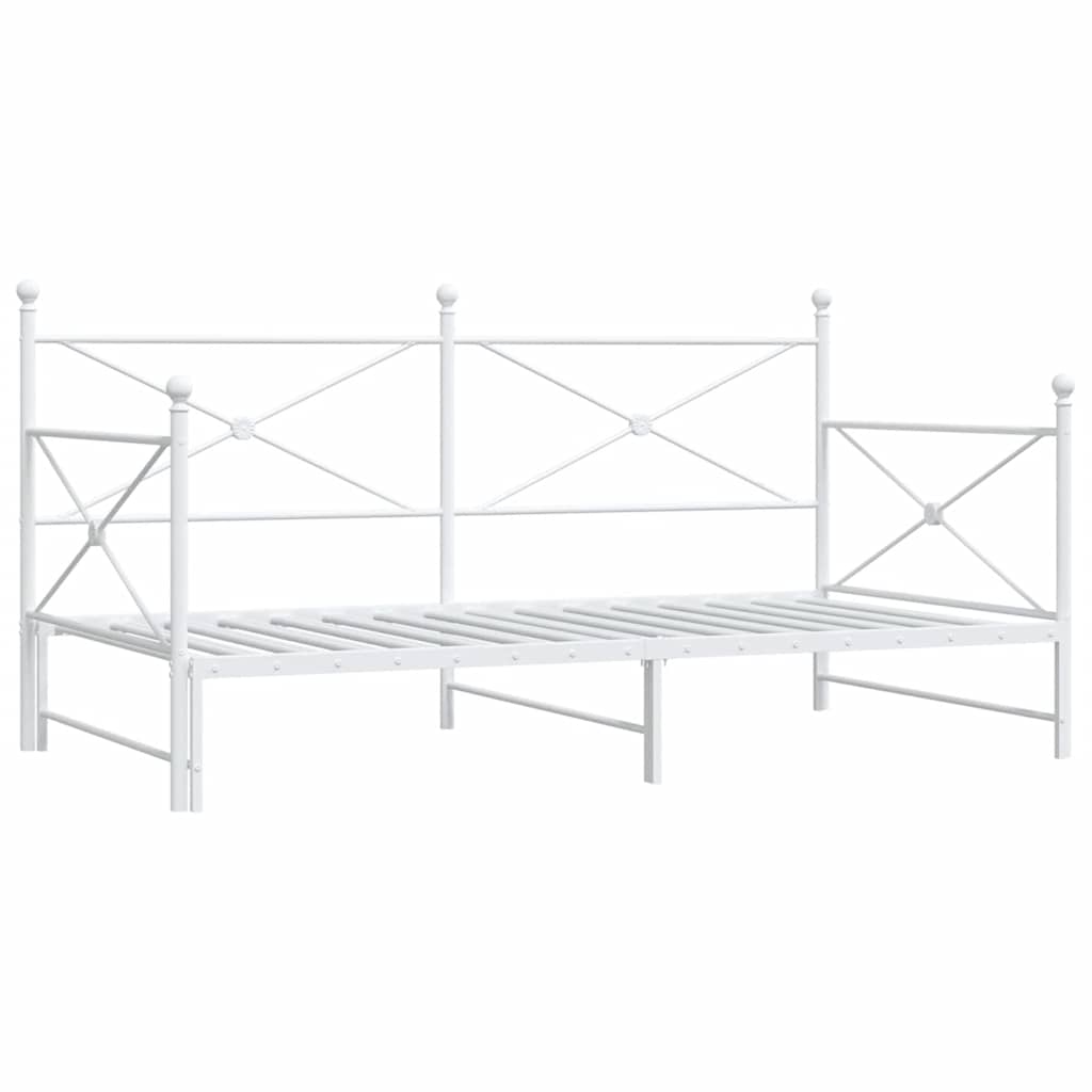 vidaXL Pat de zi cu șuviț fără saltea Alb 100x200 cm Oțel
