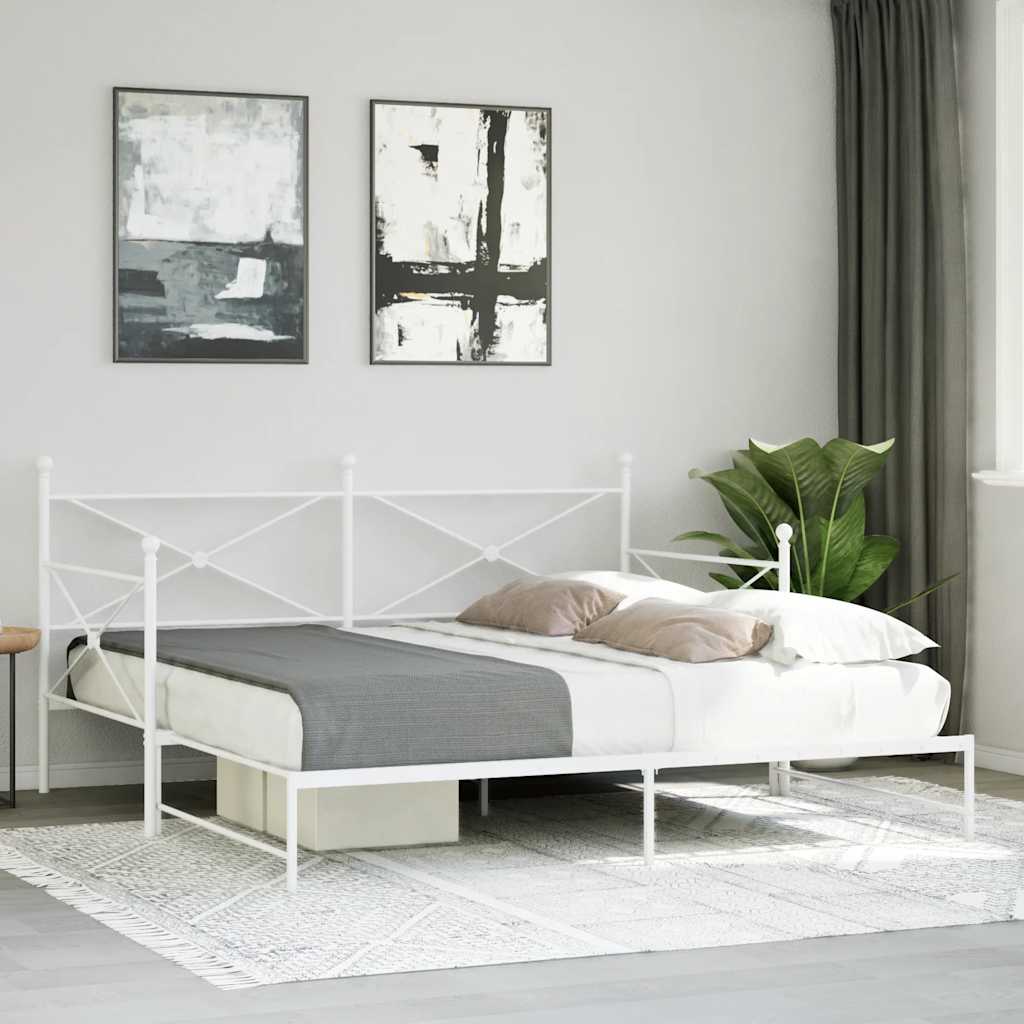 vidaXL Pat de zi cu șuviț fără saltea Alb 100x200 cm Oțel