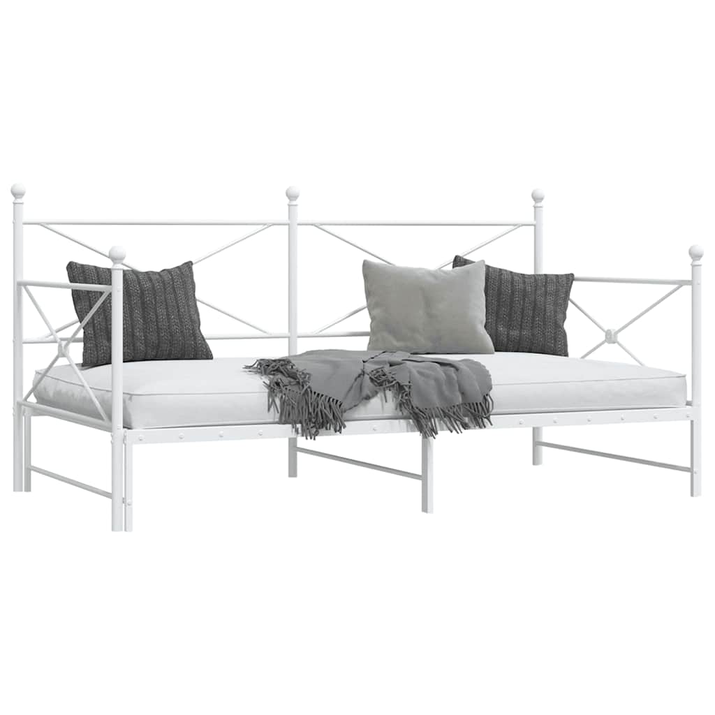 vidaXL Pat de zi cu șuviț fără saltea Alb 100x200 cm Oțel