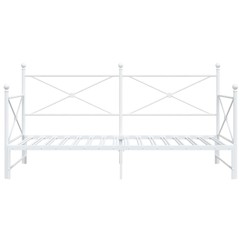 vidaXL Pat de zi cu șuviț fără saltea Alb 100x200 cm Oțel