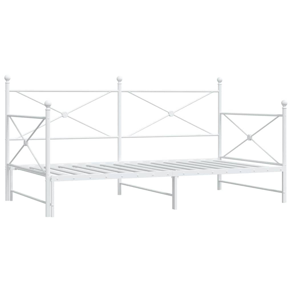 vidaXL Pat de zi cu șaia fără saltea Alb 107x203 cm Oțel