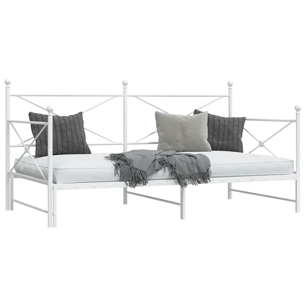 vidaXL Pat de zi cu șaia fără saltea Alb 107x203 cm Oțel