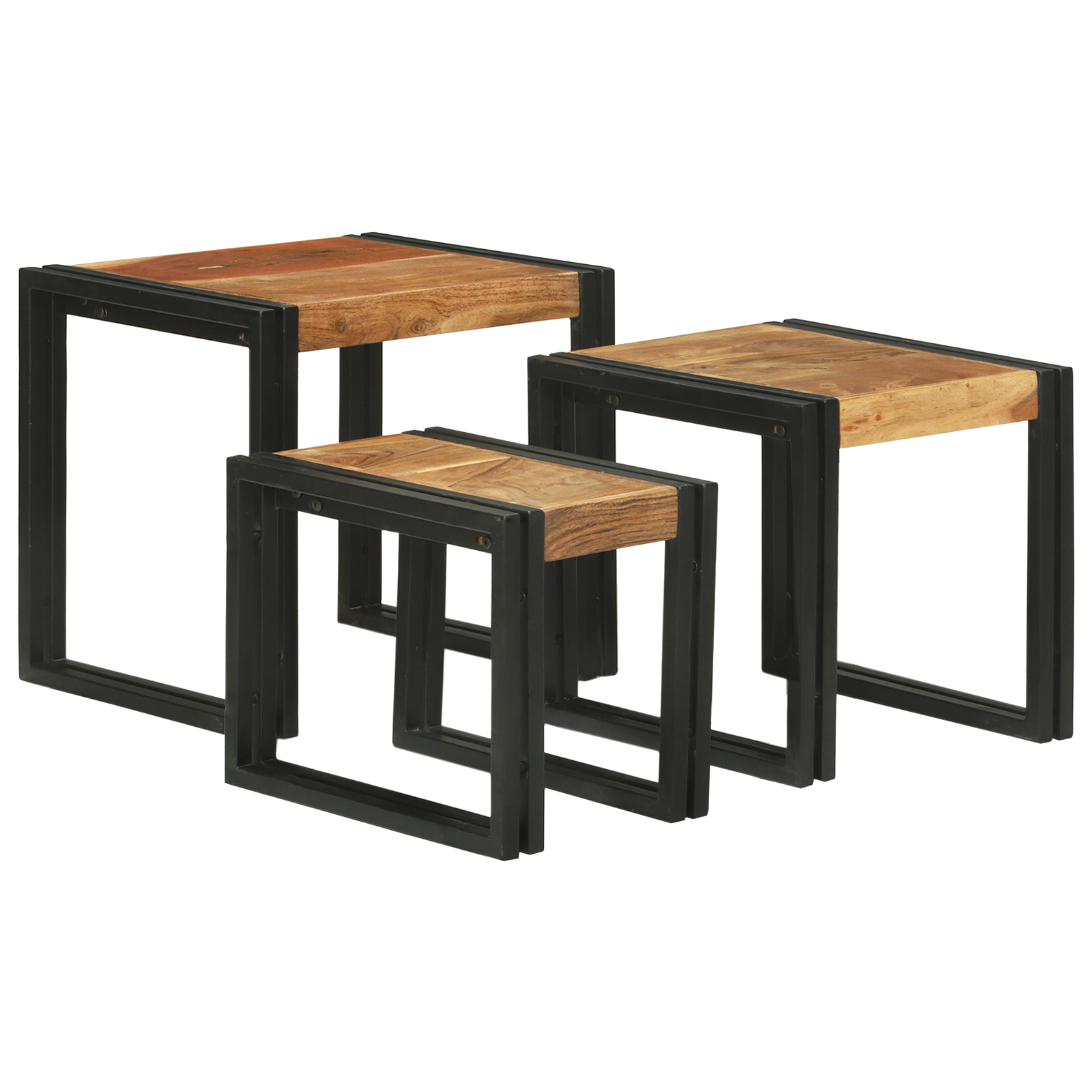 vidaXL Set de mese de năsturei - 3 din lemn solid de acacia vidaXL Set de mese de năsturei - 3 din lemn solid de acacia