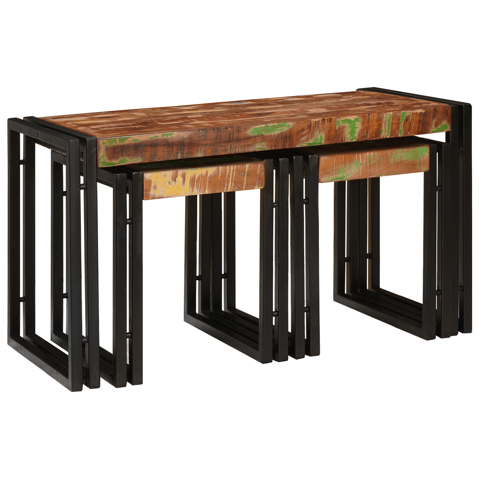 vidaXL Set mese nesting - 3 piese din lemn recuperat vidaXL Set mese nesting - 3 piese din lemn recuperat