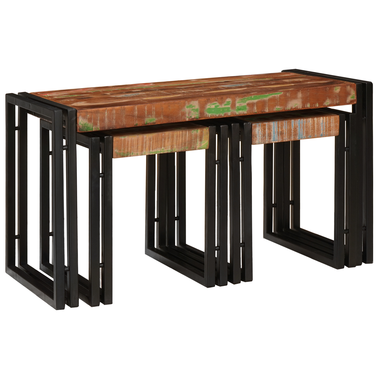 vidaXL Set mese nesting - 3 piese din lemn recuperat vidaXL Set mese nesting - 3 piese din lemn recuperat