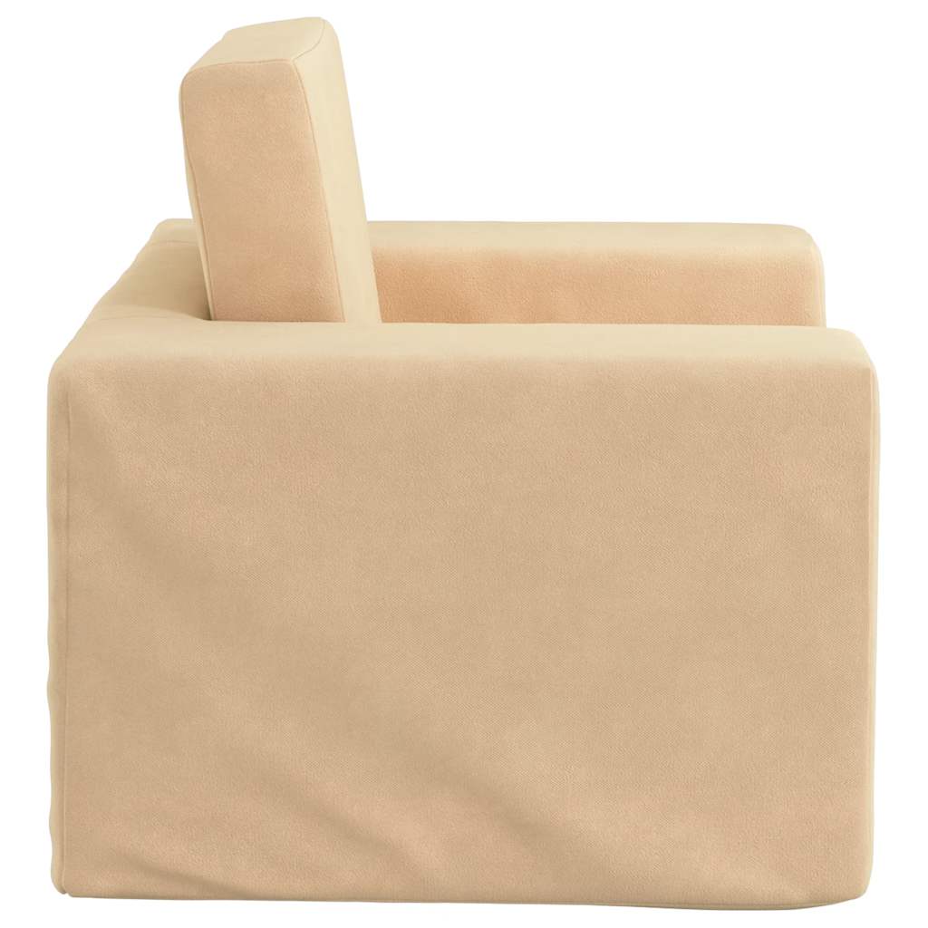 vidaXL Canapea extensibilă pentru copii, crem, pluș moale