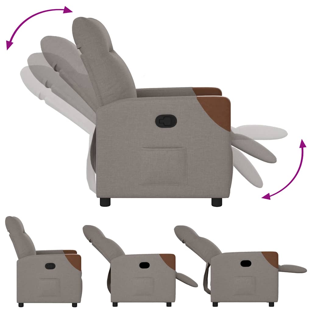 vidaXL Fotoliu rabatabil, gri taupe, material textil