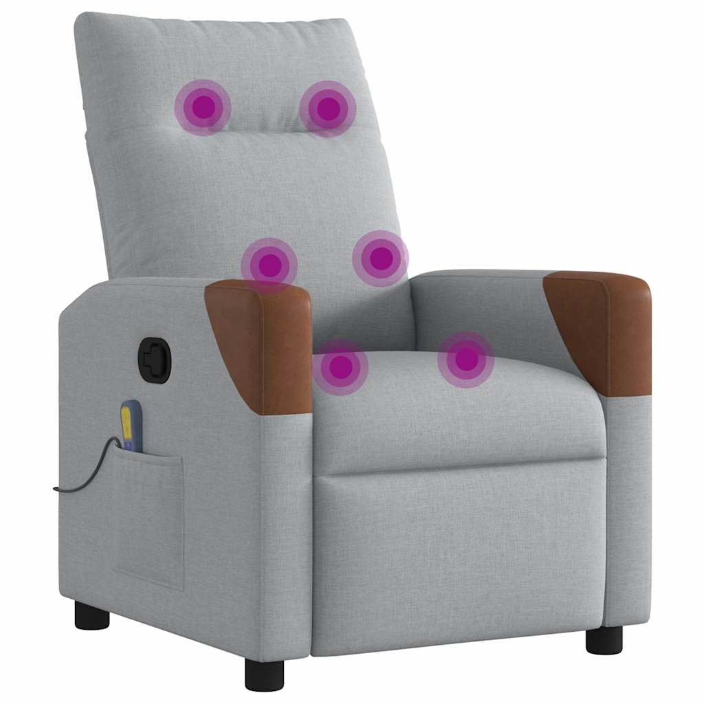 vidaXL Fotoliu de masaj rabatabil, gri deschis, textil