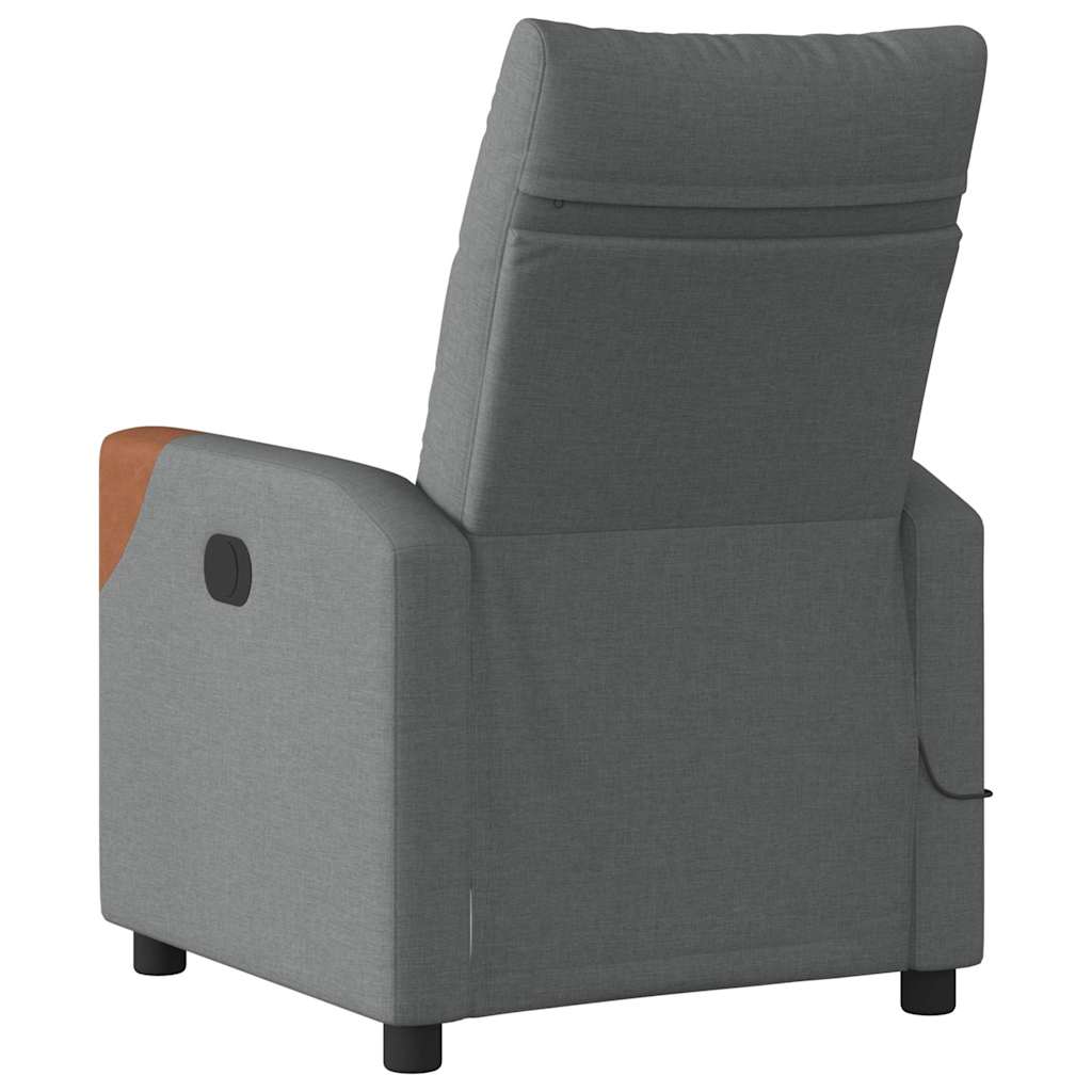 vidaXL Fotoliu de masaj rabatabil, gri închis, material textil