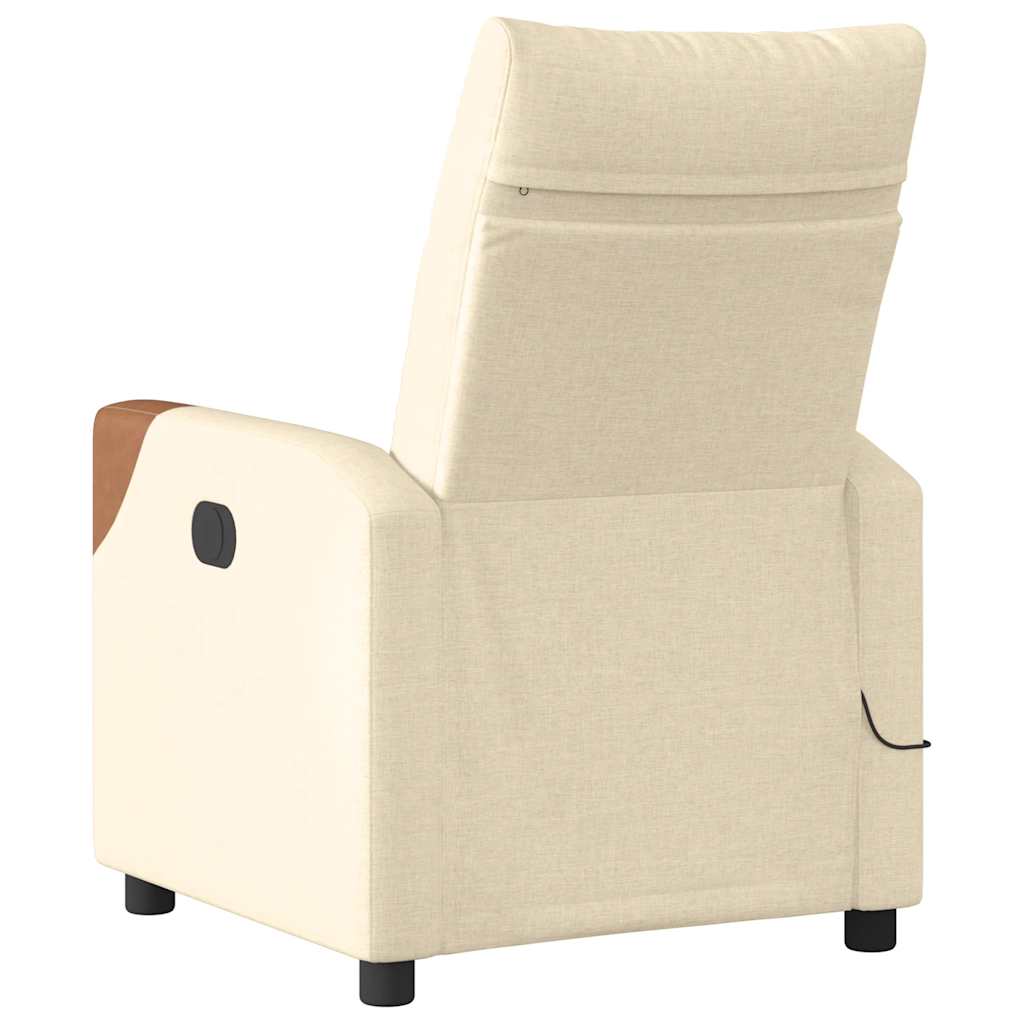 vidaXL Fotoliu rabatabil de masaj, crem, material textil