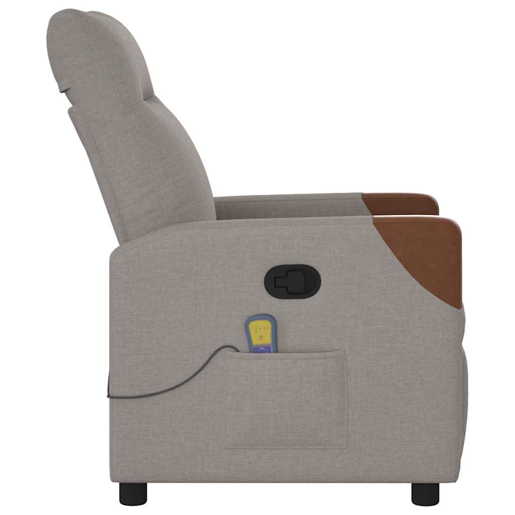 vidaXL Fotoliu de masaj rabatabil, gri taupe, material textil