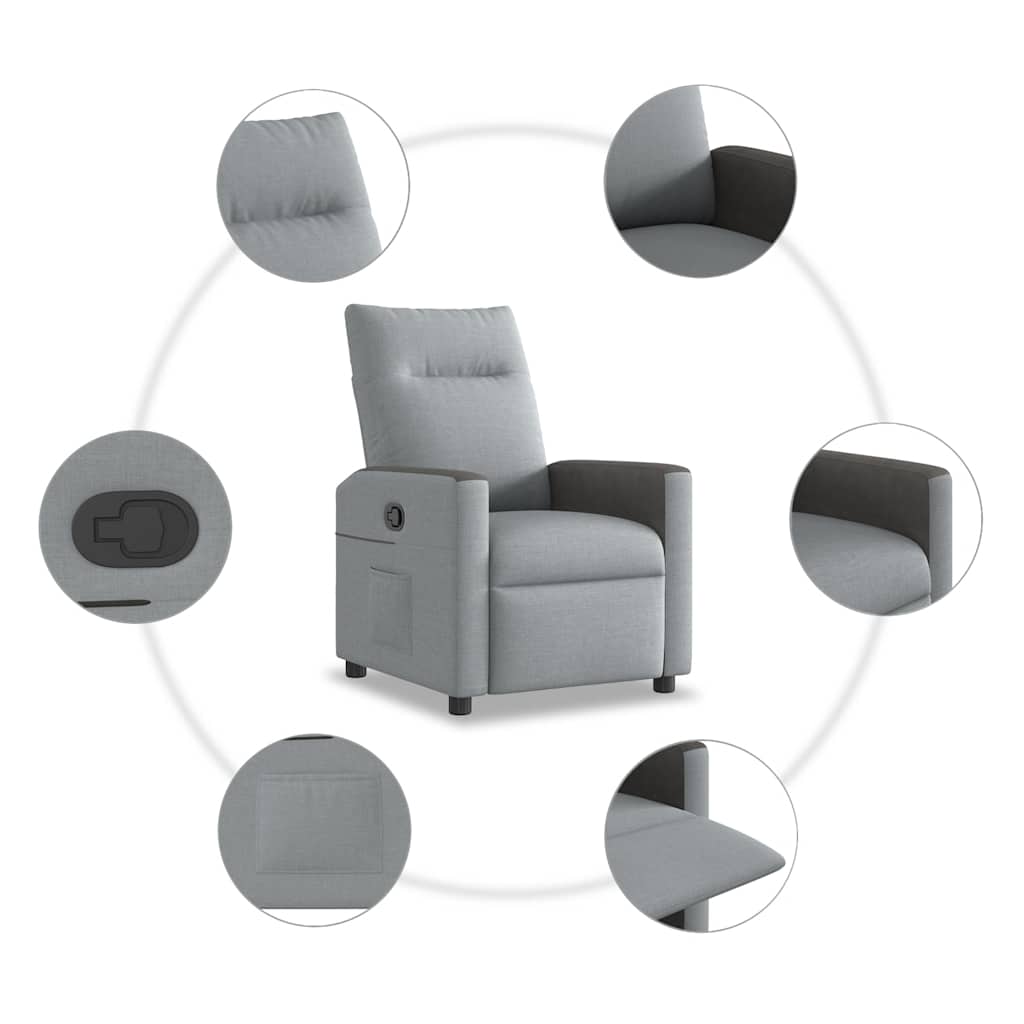 vidaXL Fotoliu rabatabil, gri deschis, material textil