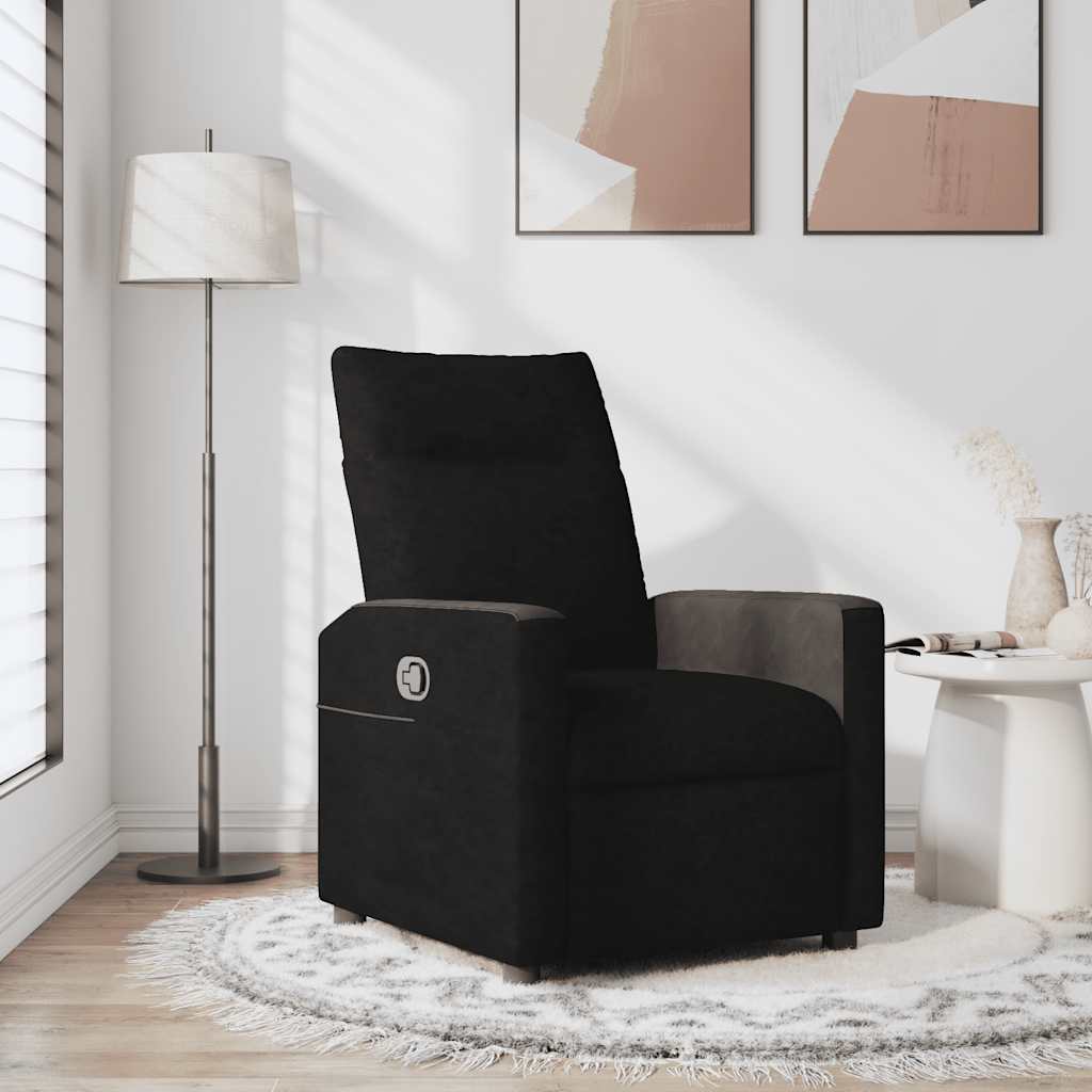 vidaXL Fotoliu rabatabil, negru, material textil vidaXL Fotoliu rabatabil, negru, material textil