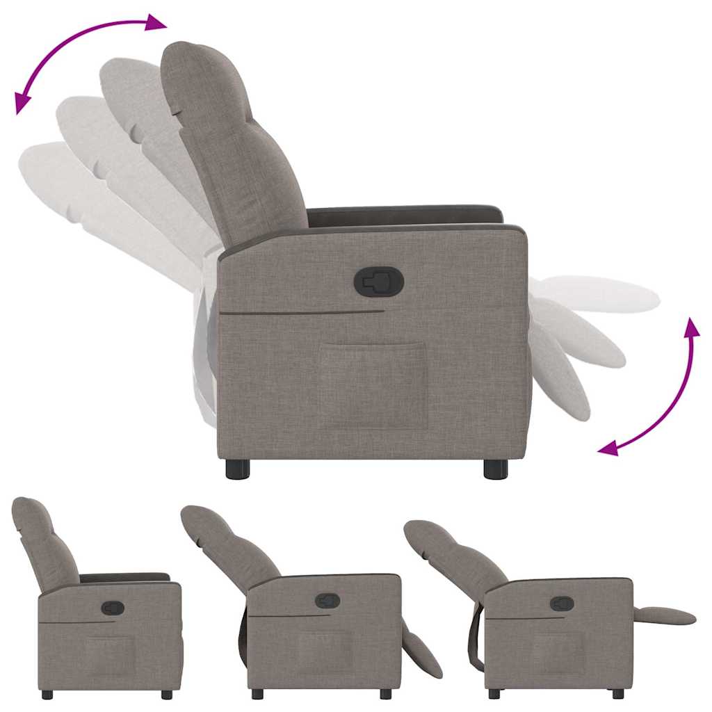 vidaXL Fotoliu rabatabil, gri taupe, material textil
