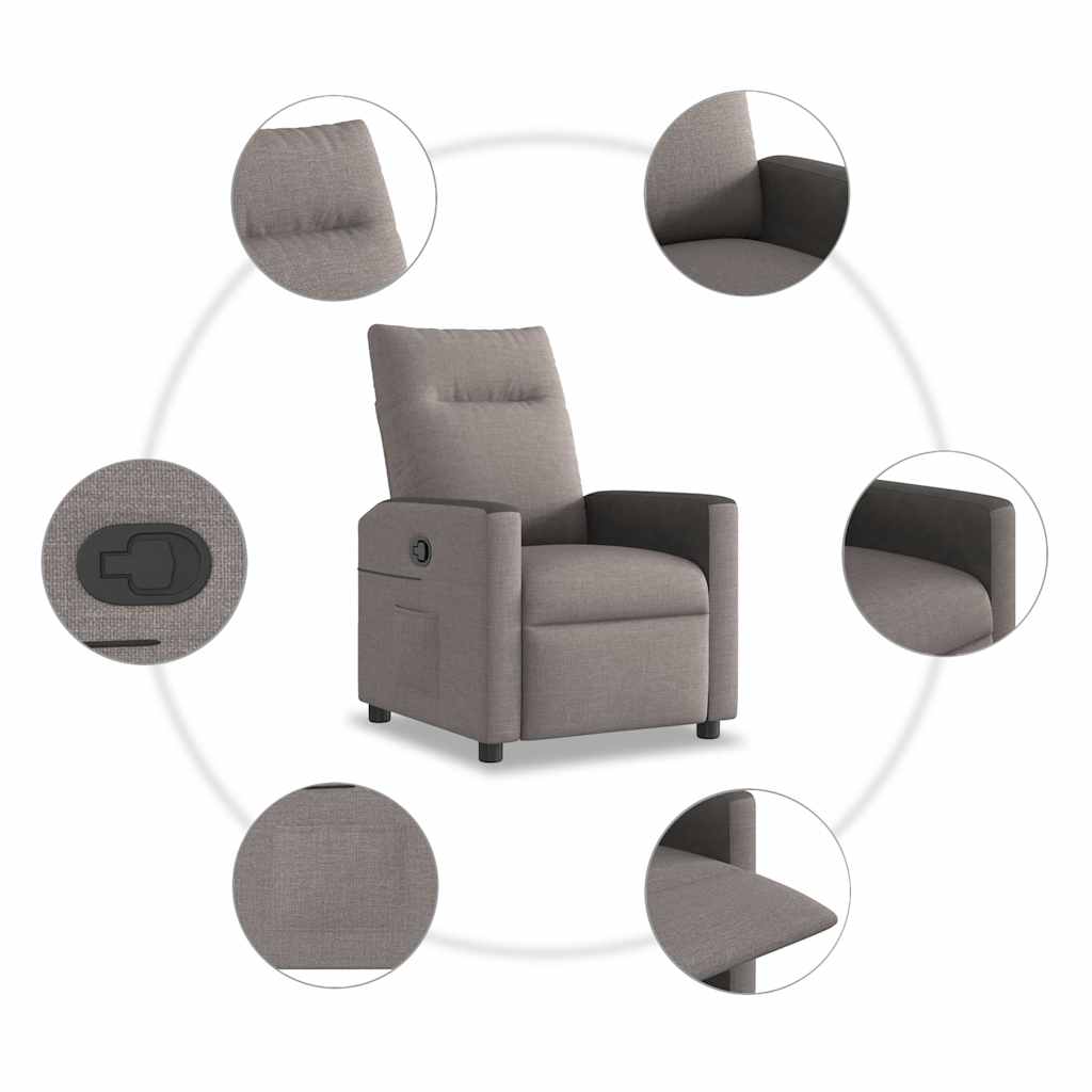 vidaXL Fotoliu rabatabil, gri taupe, material textil