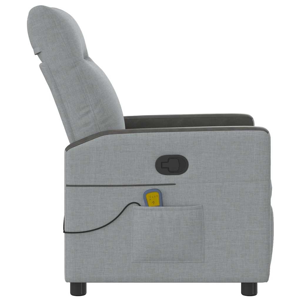 vidaXL Fotoliu de masaj rabatabil, gri deschis, textil