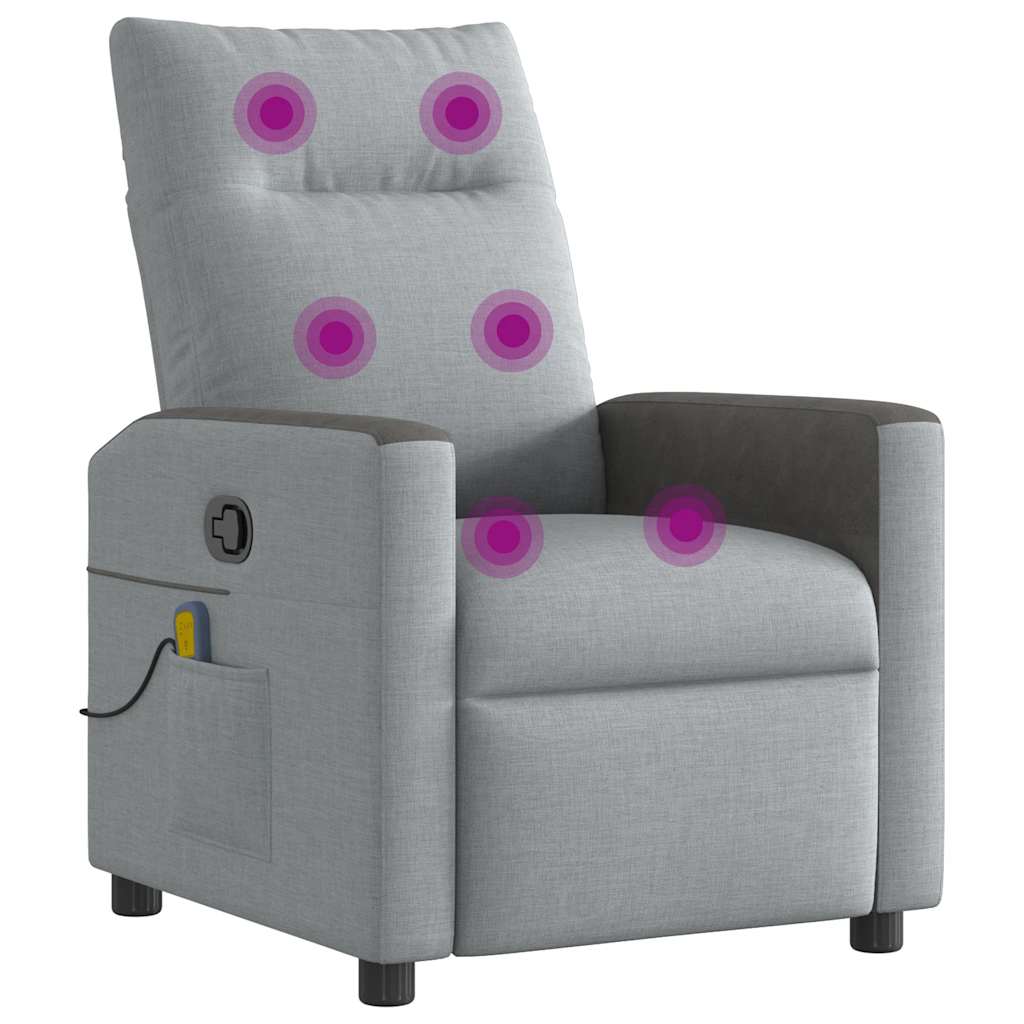 vidaXL Fotoliu de masaj rabatabil, gri deschis, textil