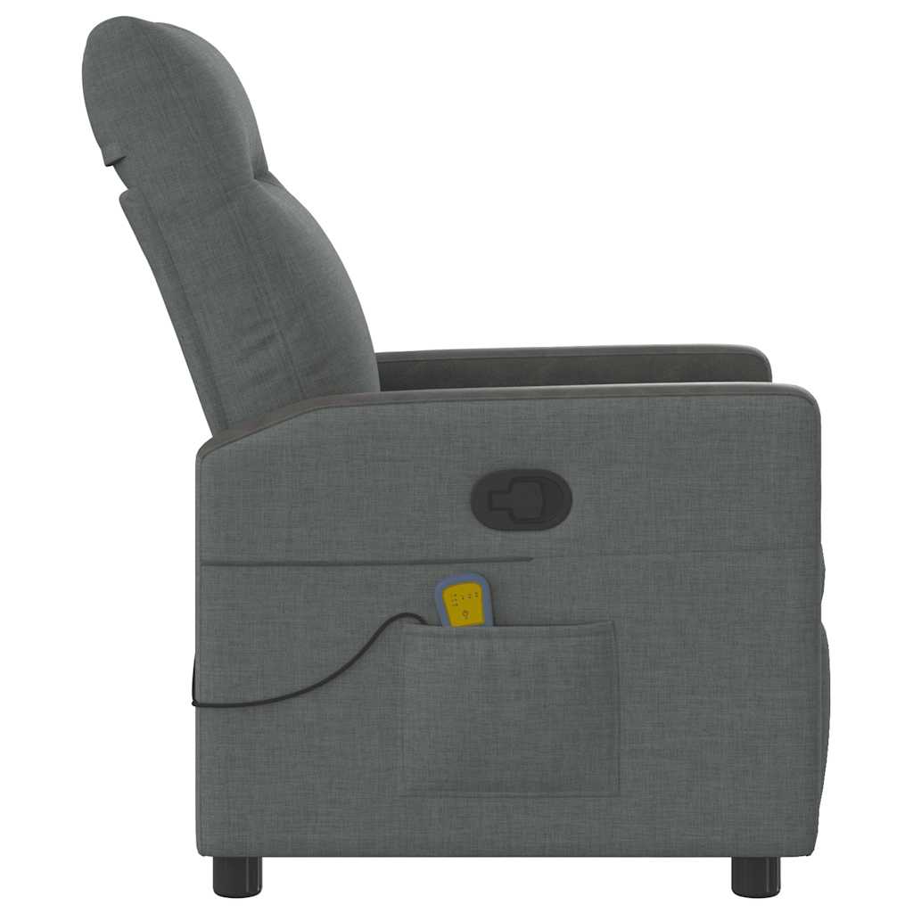 vidaXL Fotoliu de masaj rabatabil, gri închis, material textil