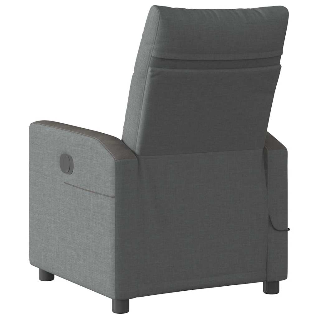 vidaXL Fotoliu de masaj rabatabil, gri închis, material textil