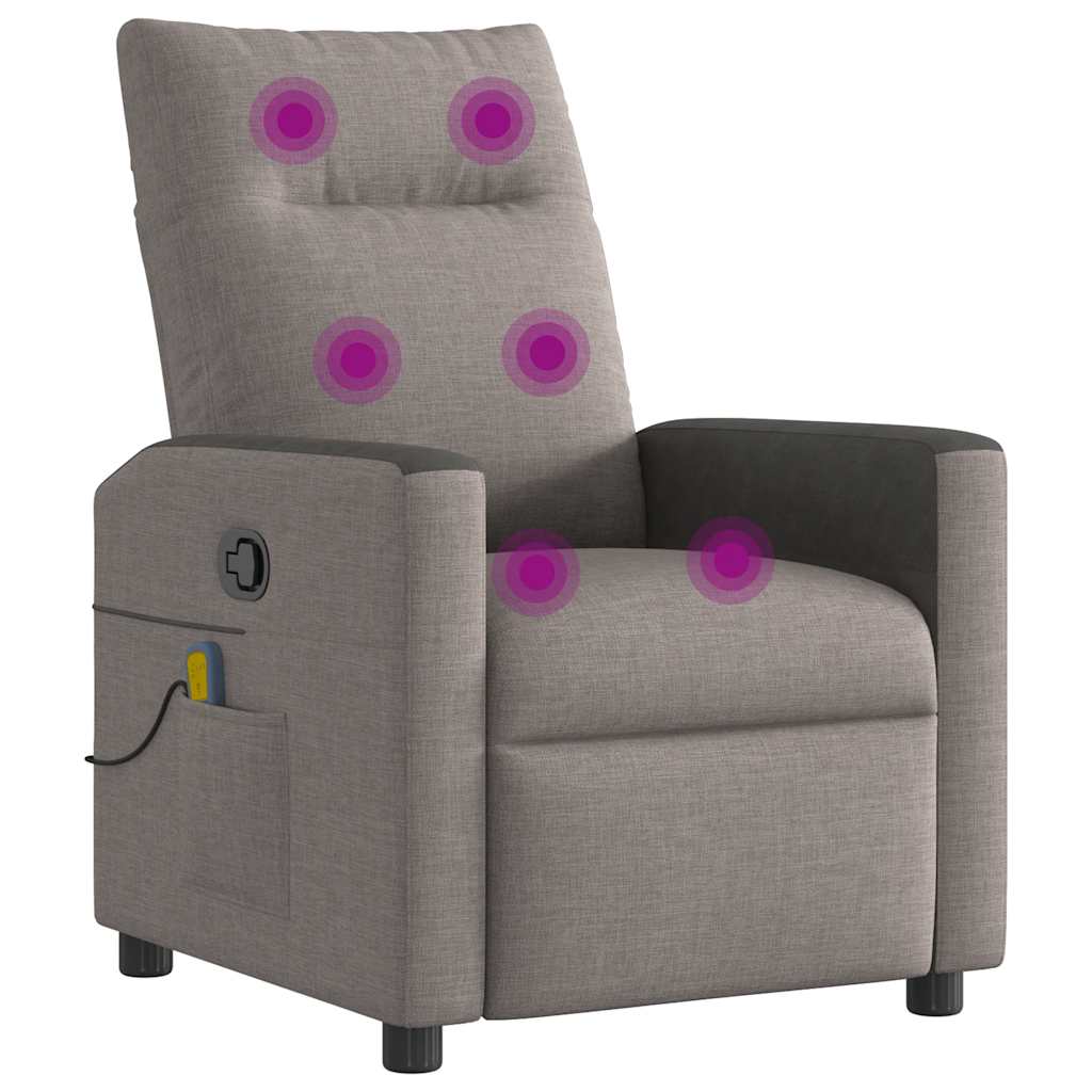 vidaXL Fotoliu de masaj rabatabil, gri taupe, material textil