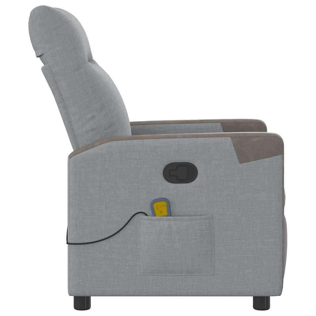 vidaXL Fotoliu de masaj rabatabil, gri deschis, textil
