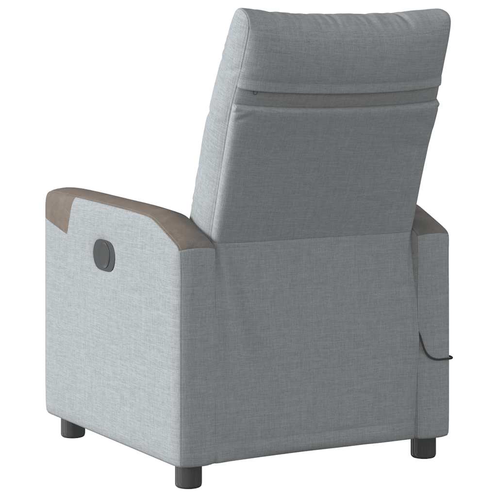 vidaXL Fotoliu de masaj rabatabil, gri deschis, textil