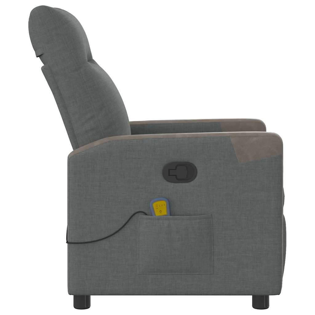 vidaXL Fotoliu de masaj rabatabil, gri închis, material textil