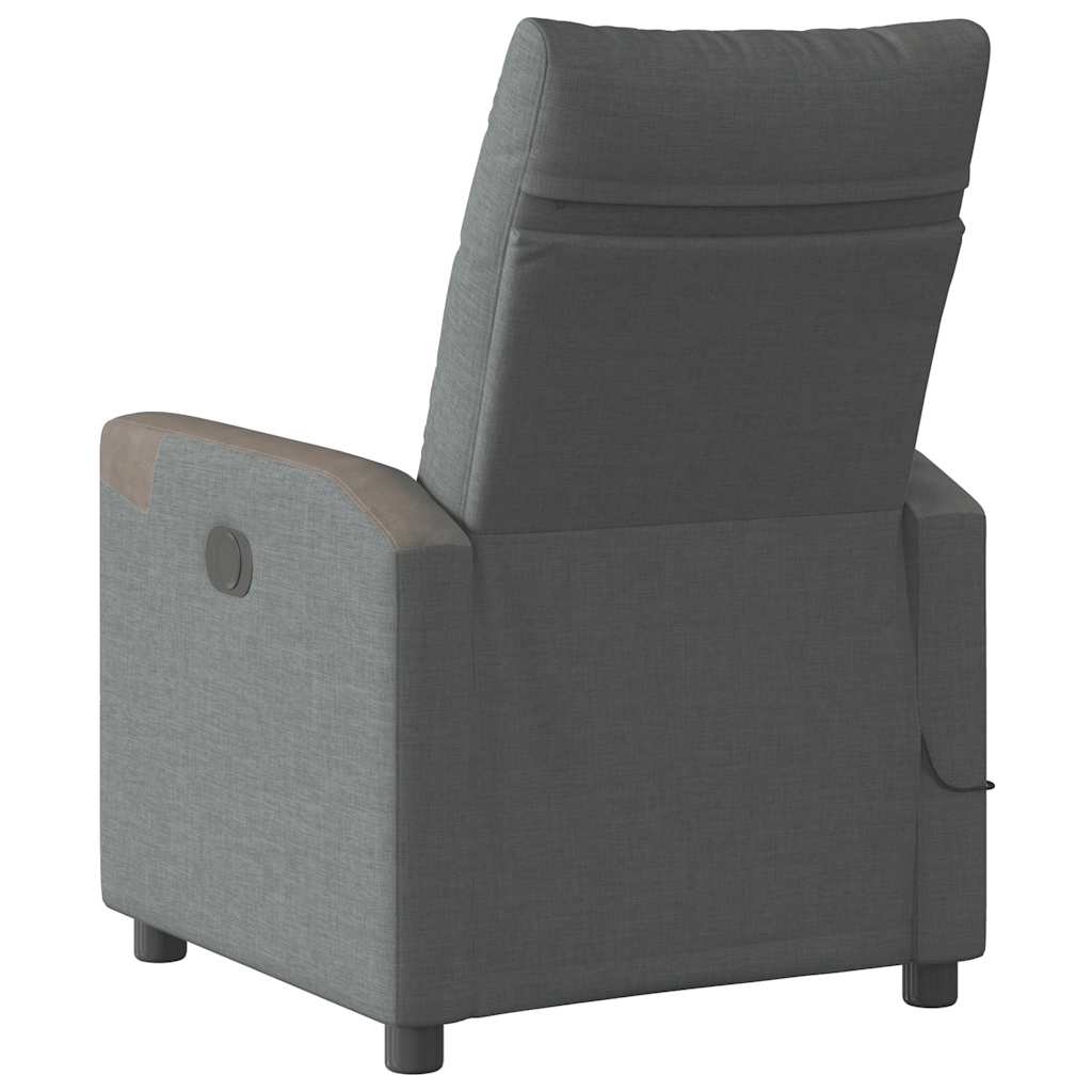 vidaXL Fotoliu de masaj rabatabil, gri închis, material textil
