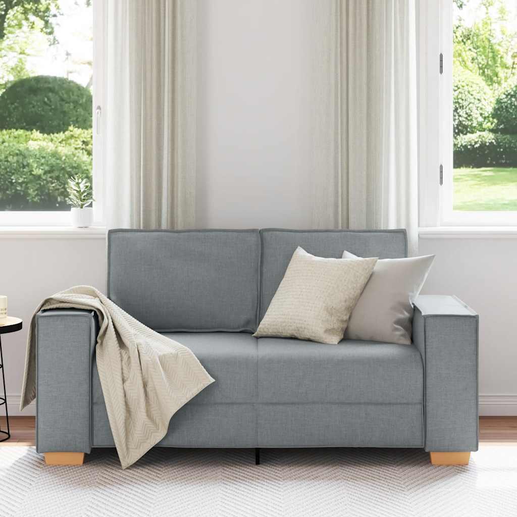 vidaXL Canapea cu 2 locuri, gri deschis, 120 cm, material textil