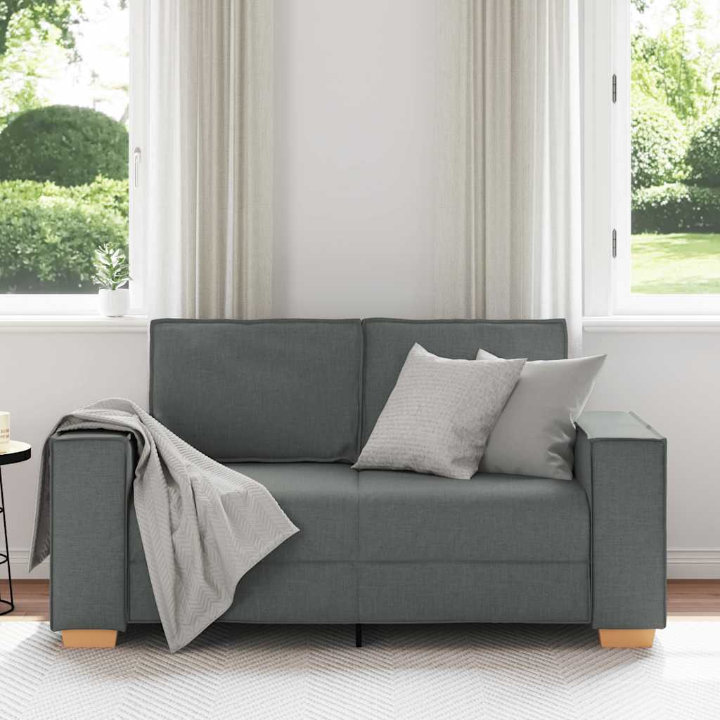 vidaXL Canapea cu 2 locuri, gri închis, 120 cm, material textil