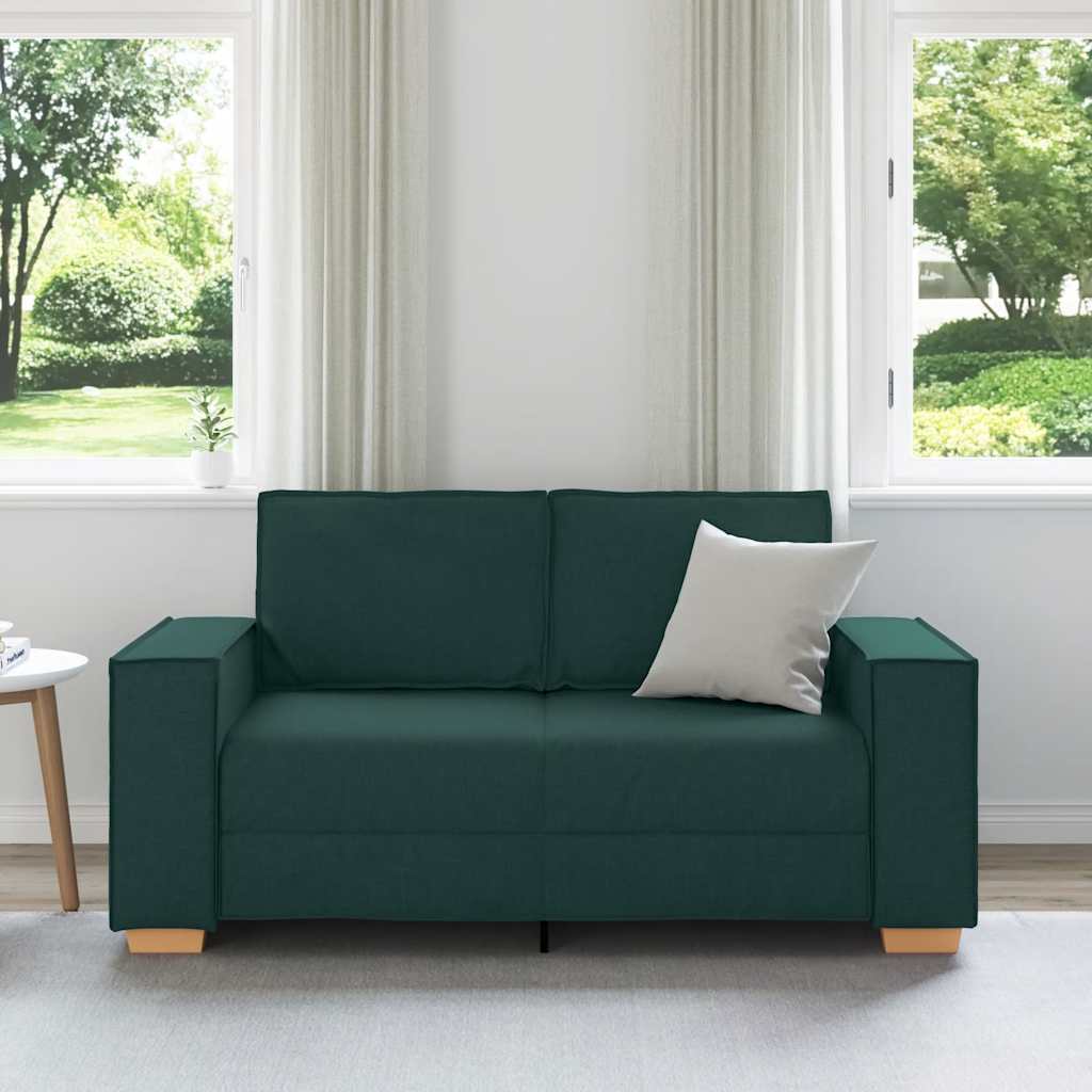 vidaXL Canapea cu 2 locuri, verde închis, 120 cm, material textil