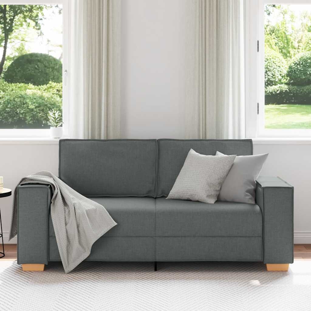 vidaXL Canapea cu 2 locuri, gri închis, 140 cm, material textil