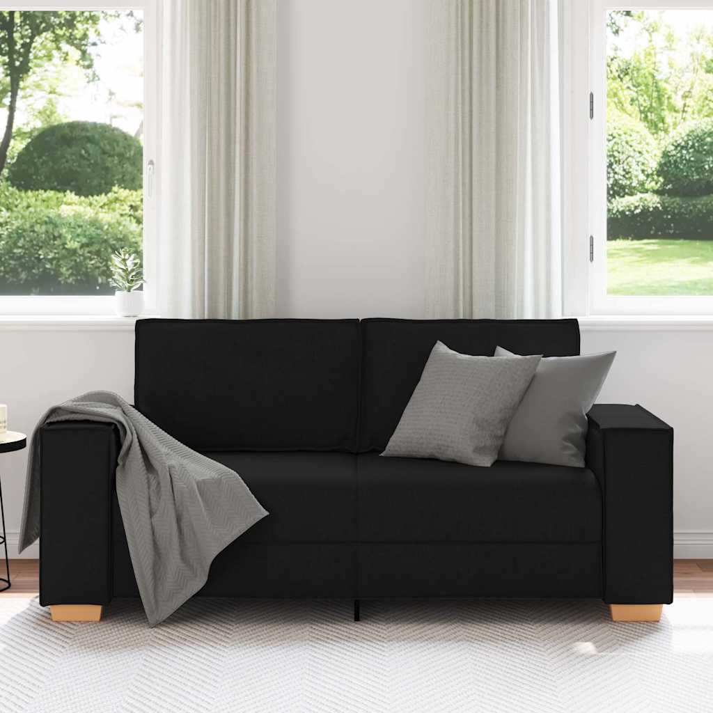 vidaXL Canapea cu 2 locuri, neagră, 140 cm, material textil vidaXL Canapea cu 2 locuri, neagră, 140 cm, material textil