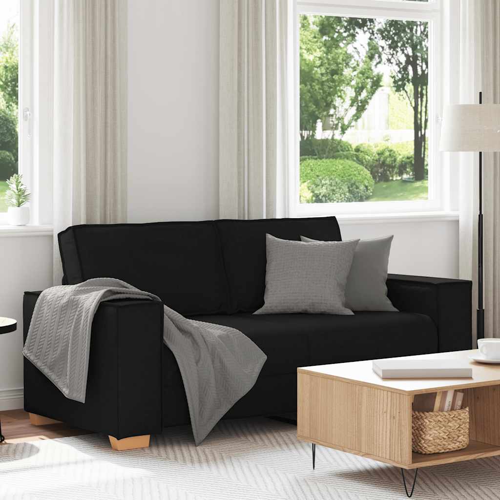 vidaXL Canapea cu 2 locuri, neagră, 140 cm, material textil vidaXL Canapea cu 2 locuri, neagră, 140 cm, material textil