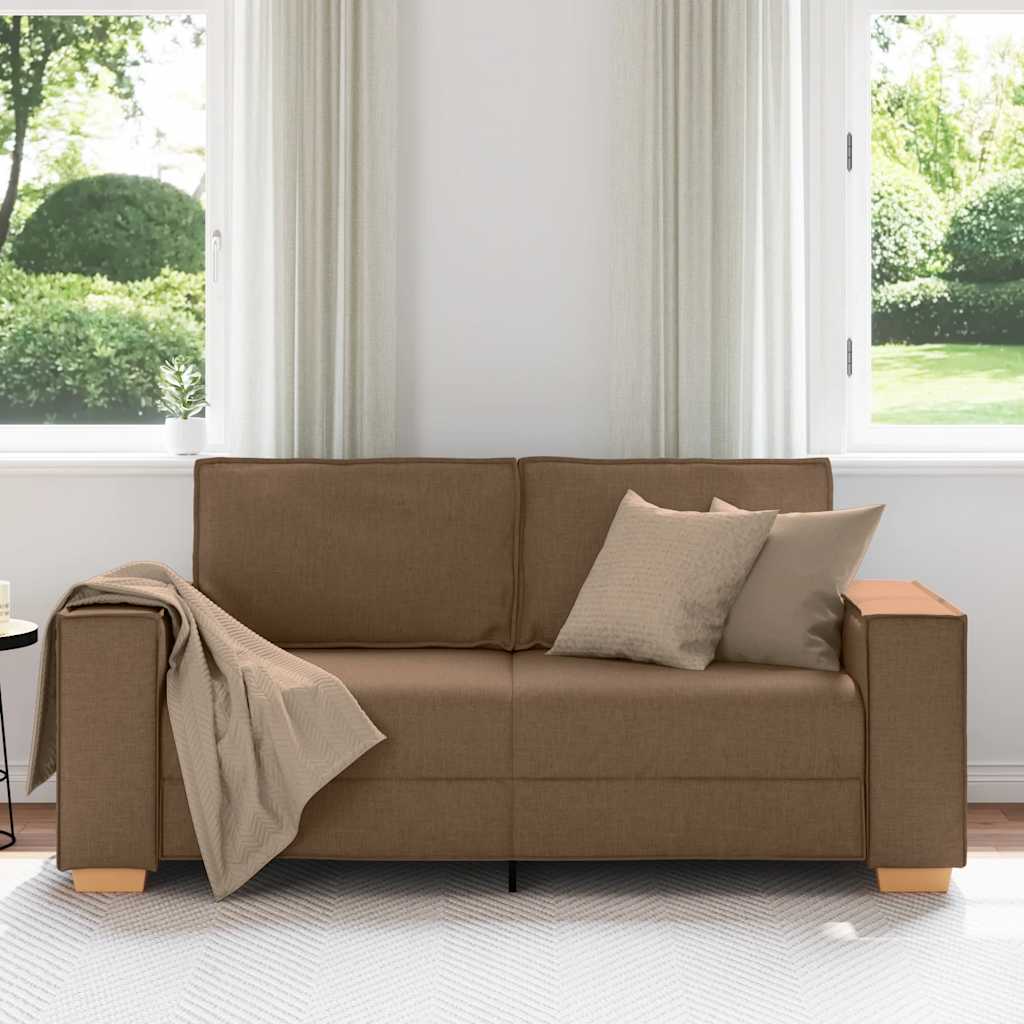 vidaXL Canapea cu 2 locuri, maro, 140 cm, material textil vidaXL Canapea cu 2 locuri, maro, 140 cm, material textil