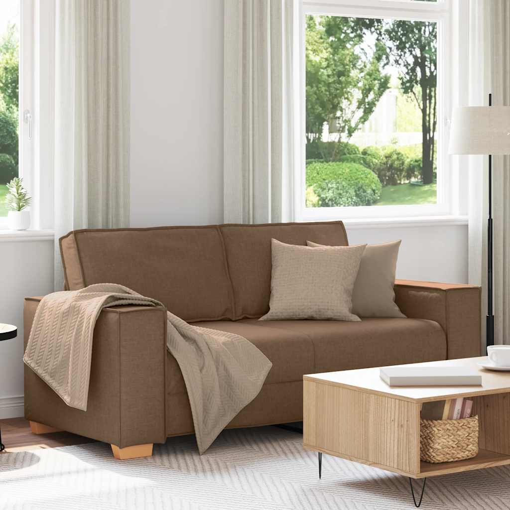 vidaXL Canapea cu 2 locuri, maro, 140 cm, material textil vidaXL Canapea cu 2 locuri, maro, 140 cm, material textil