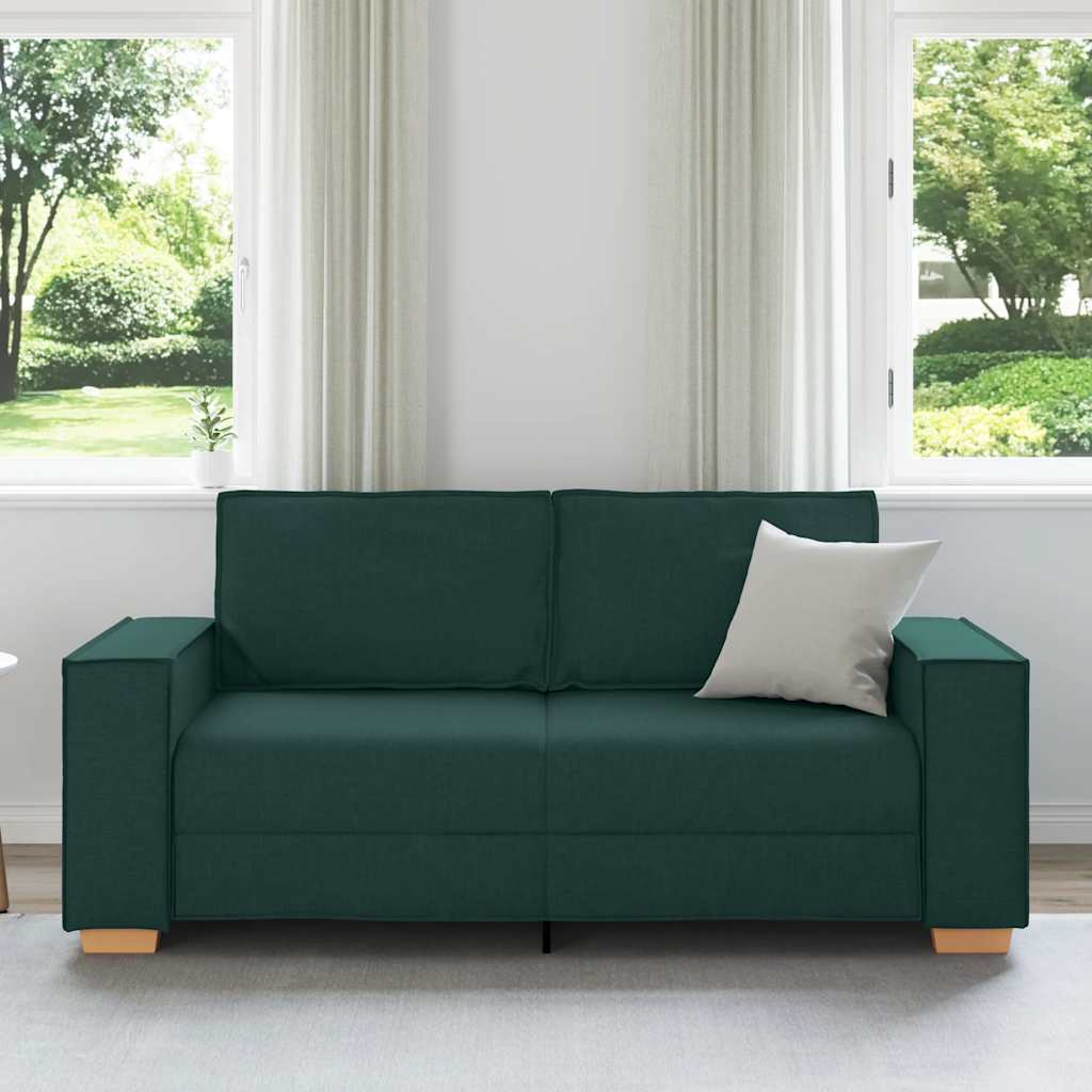 vidaXL Canapea cu 2 locuri, verde închis, 140 cm, material textil vidaXL Canapea cu 2 locuri, verde închis, 140 cm, material textil