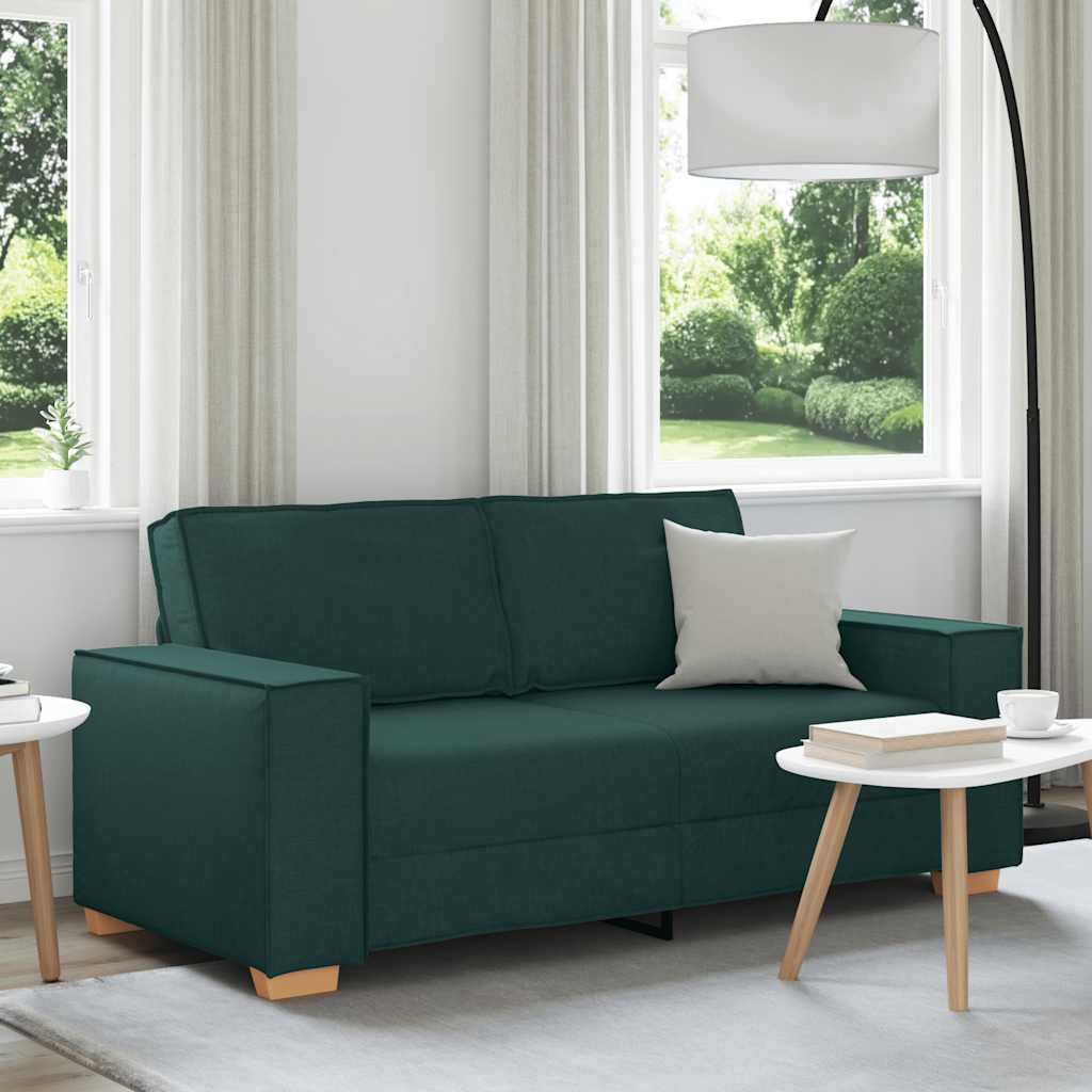 vidaXL Canapea cu 2 locuri, verde închis, 140 cm, material textil vidaXL Canapea cu 2 locuri, verde închis, 140 cm, material textil