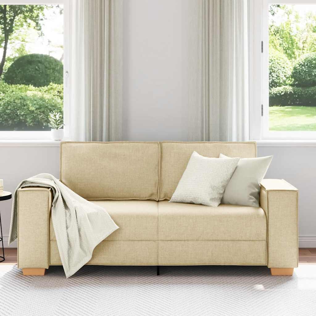 vidaXL Canapea cu 2 locuri, crem, 140 cm, material textil vidaXL Canapea cu 2 locuri, crem, 140 cm, material textil
