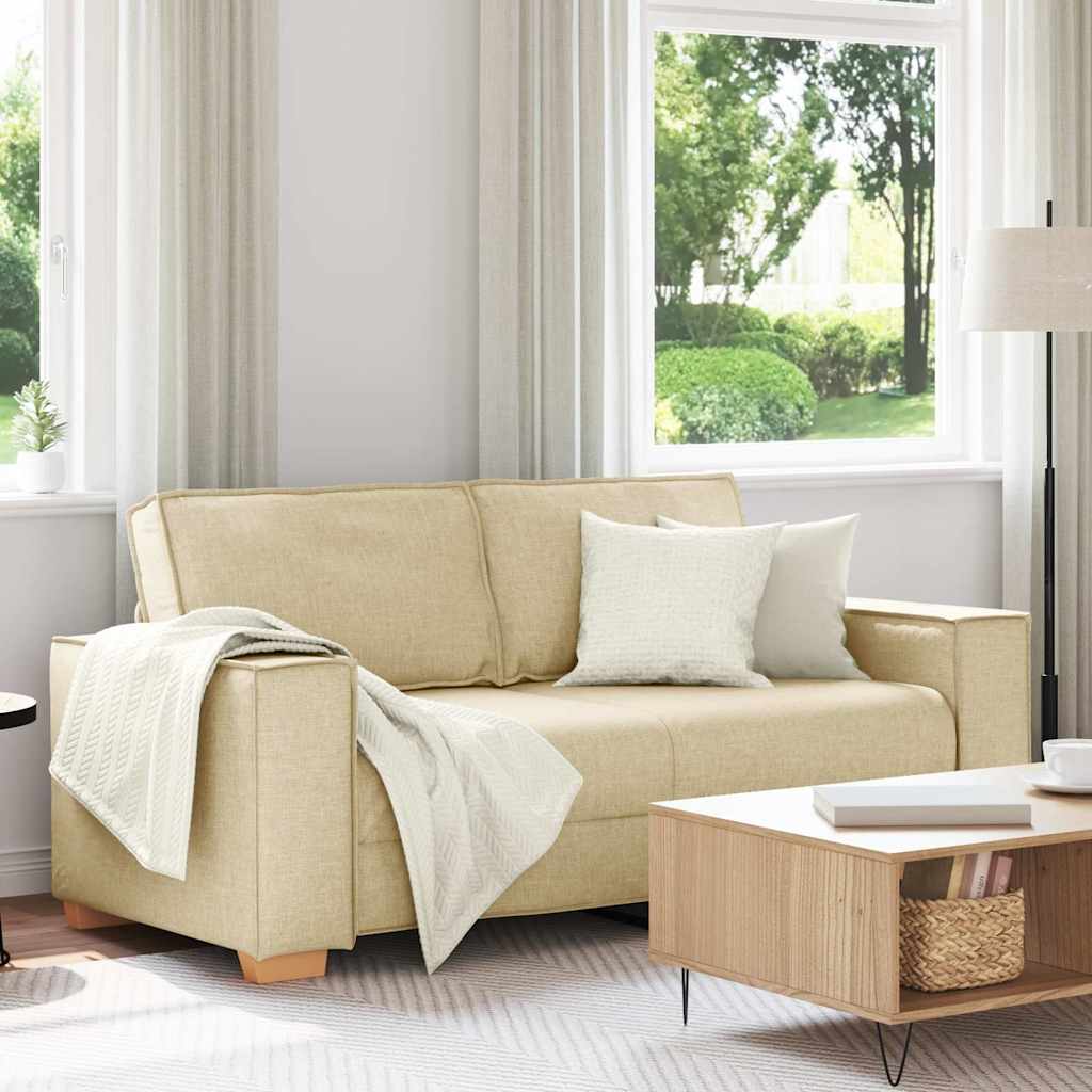 vidaXL Canapea cu 2 locuri, crem, 140 cm, material textil vidaXL Canapea cu 2 locuri, crem, 140 cm, material textil