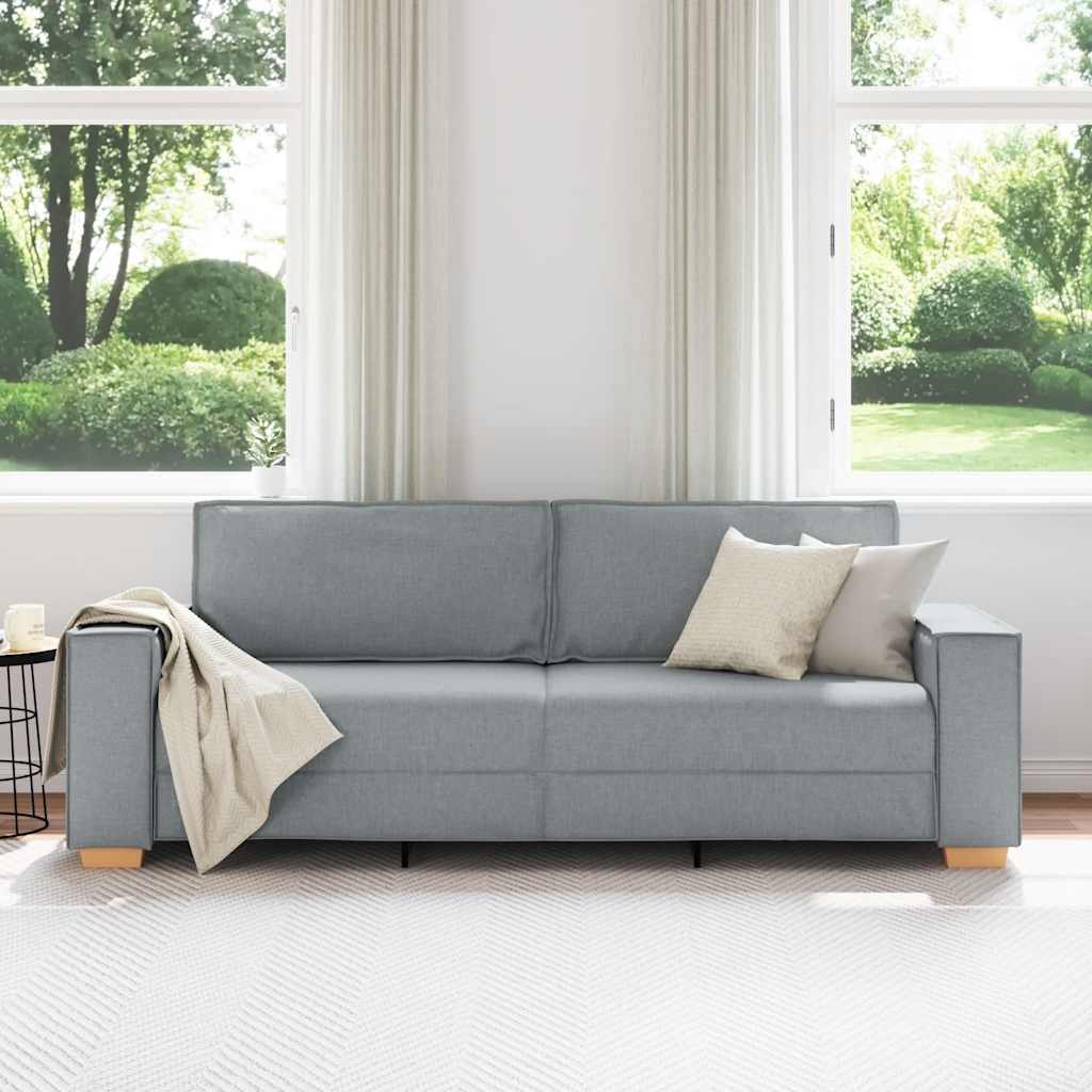 vidaXL Canapea cu 3 locuri, gri deschis, 180 cm, material textil