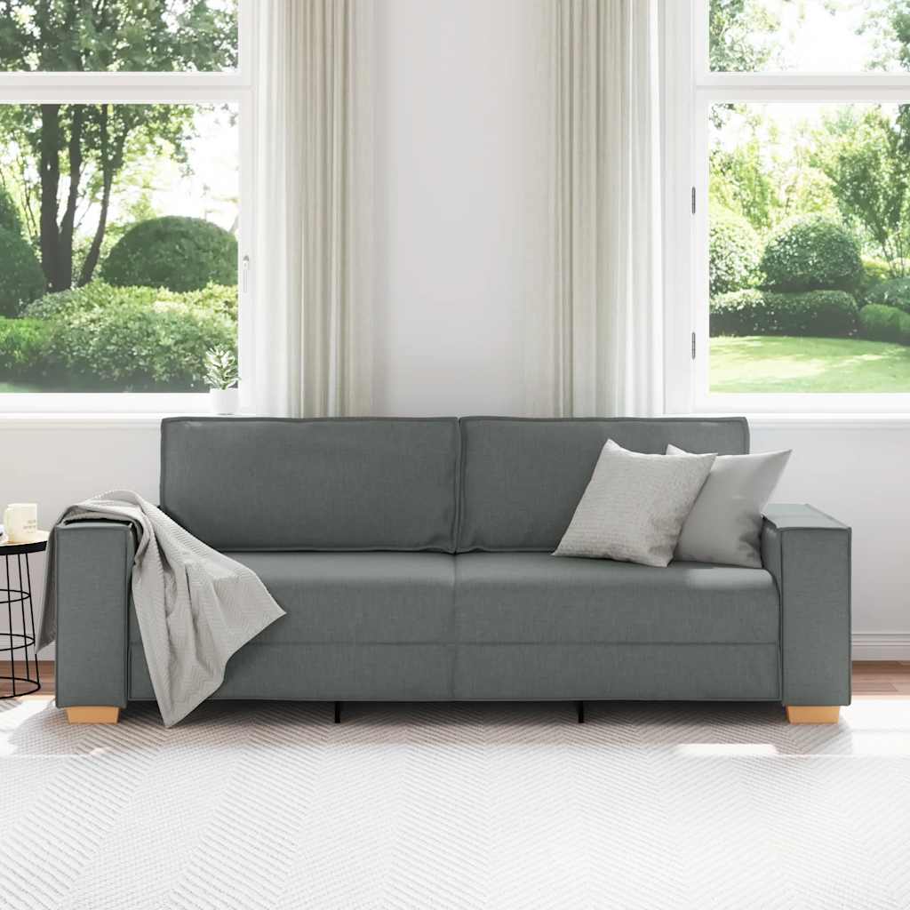 vidaXL Canapea cu 3 locuri, gri închis, 180 cm, material textil vidaXL Canapea cu 3 locuri, gri închis, 180 cm, material textil