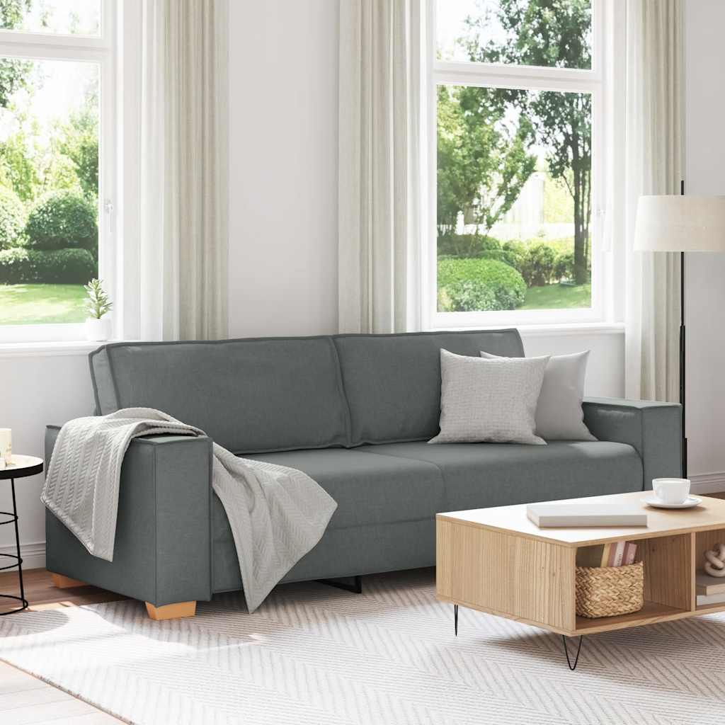vidaXL Canapea cu 3 locuri, gri închis, 180 cm, material textil vidaXL Canapea cu 3 locuri, gri închis, 180 cm, material textil