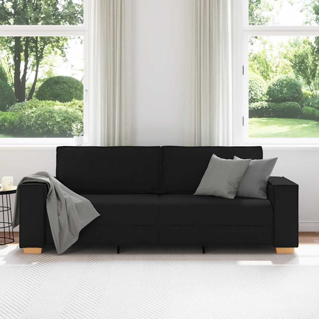 vidaXL Canapea cu 3 locuri, neagră, 180 cm, material textil