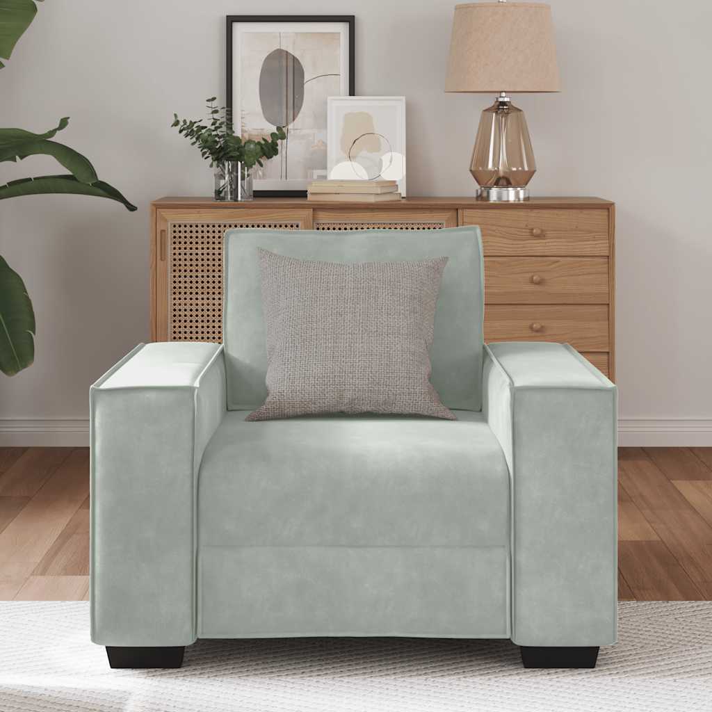vidaXL Canapea scaun gri deschis 60 cm catifea