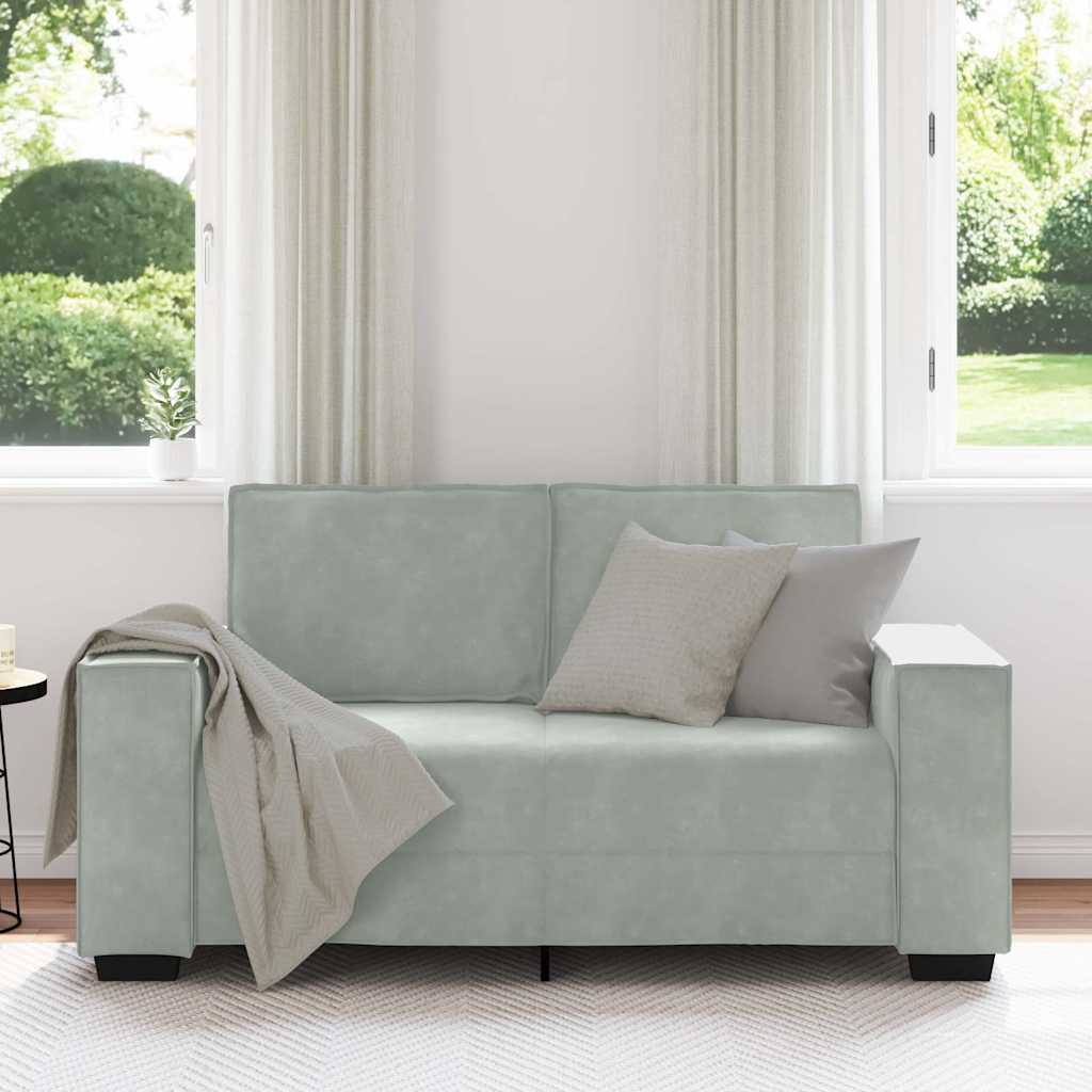 vidaXL Canapea cu 2 locuri, gri deschis, 120 cm, catifea